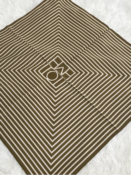 Toteme Accessories - Toteme Olive and Cream Striped Square Scarf
